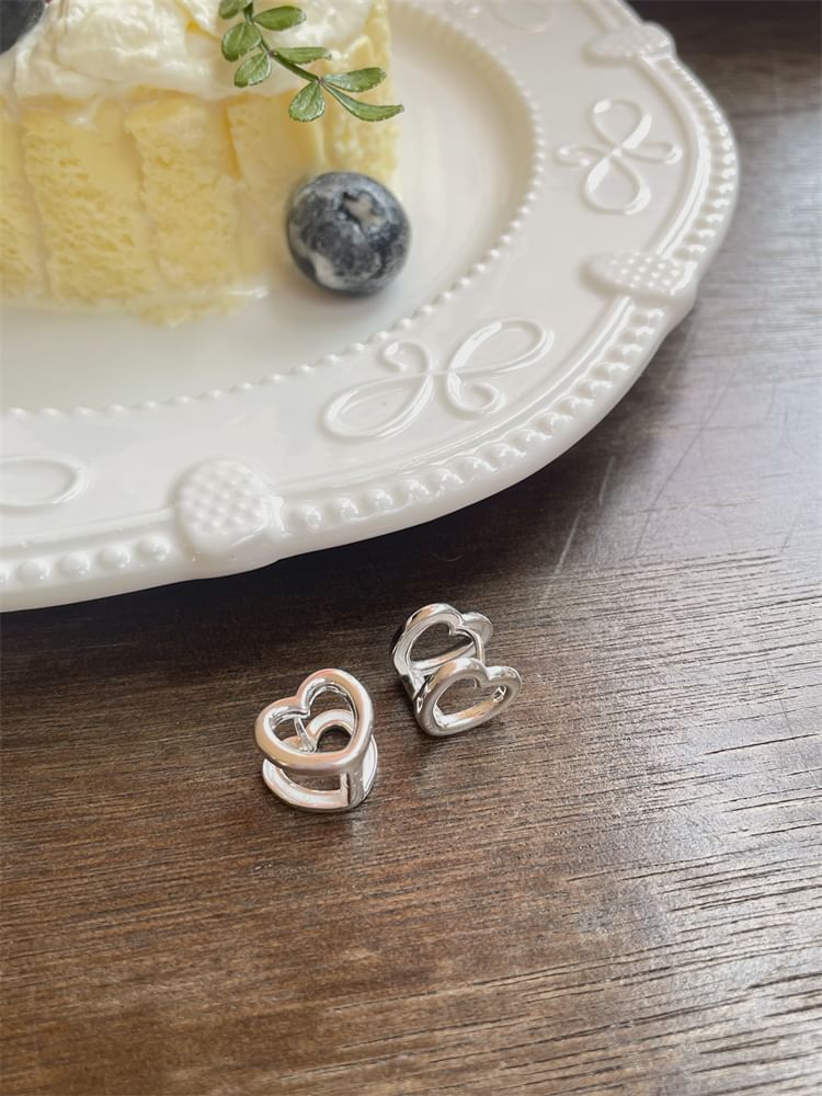 Leverback Heart Ear Sterling Stud Silver