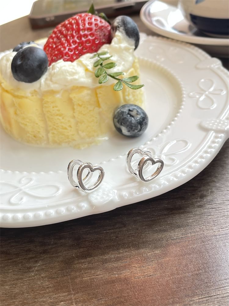 Leverback Heart Ear Sterling Stud Silver