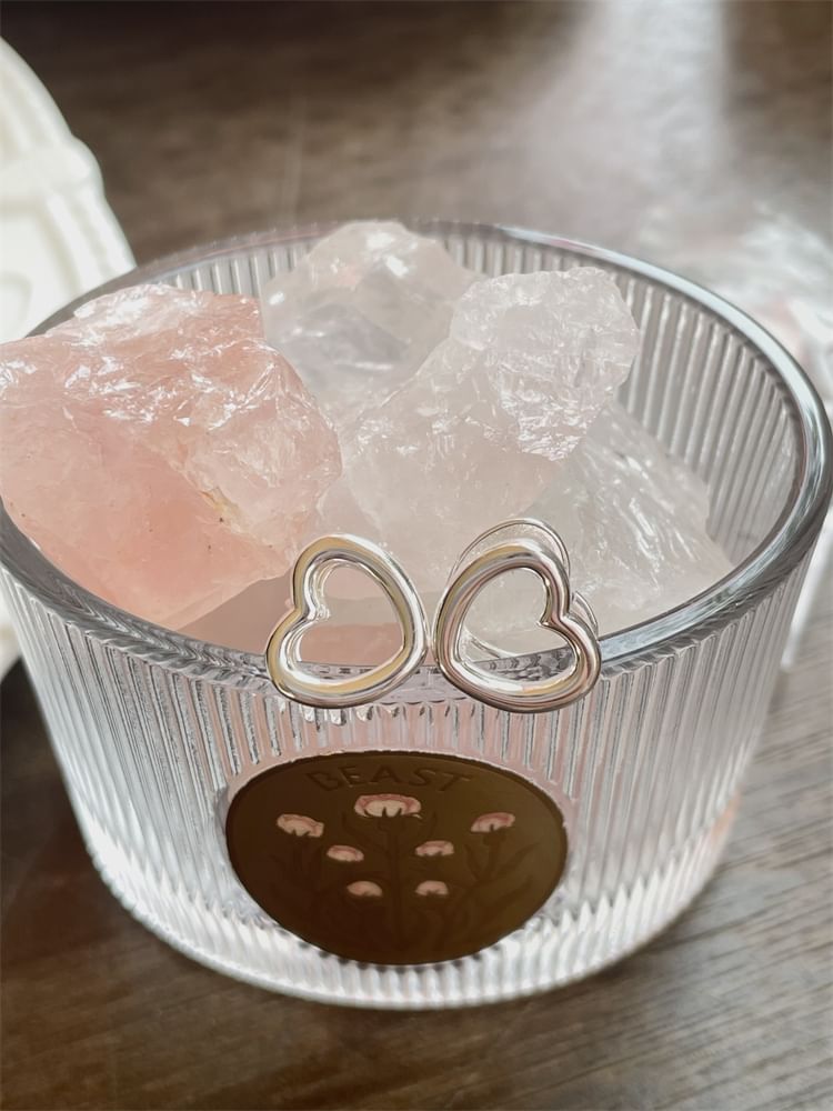 Leverback Heart Ear Sterling Stud Silver