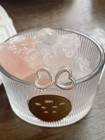 Leverback Heart Ear Sterling Stud Silver