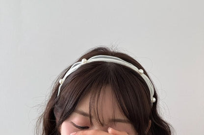 Faux Headband Mesh Pearl