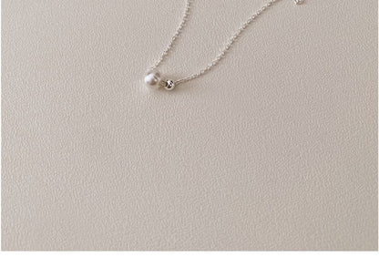 Pearl Beaded Sterling Necklace Faux Silver