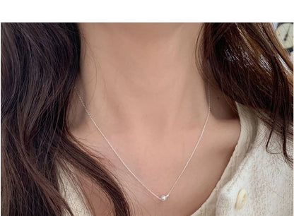 Pearl Beaded Sterling Necklace Faux Silver