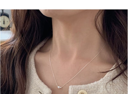 Pearl Beaded Sterling Necklace Faux Silver