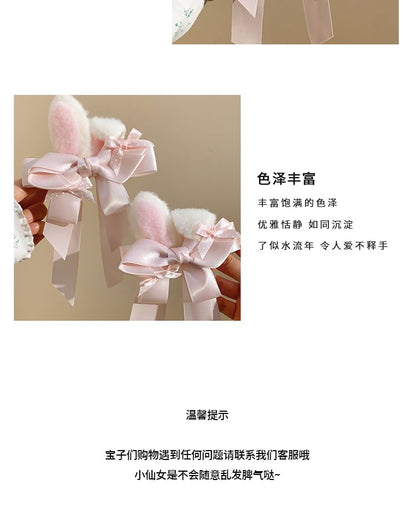 Set / Hair Clip Bow Rabbit Ear