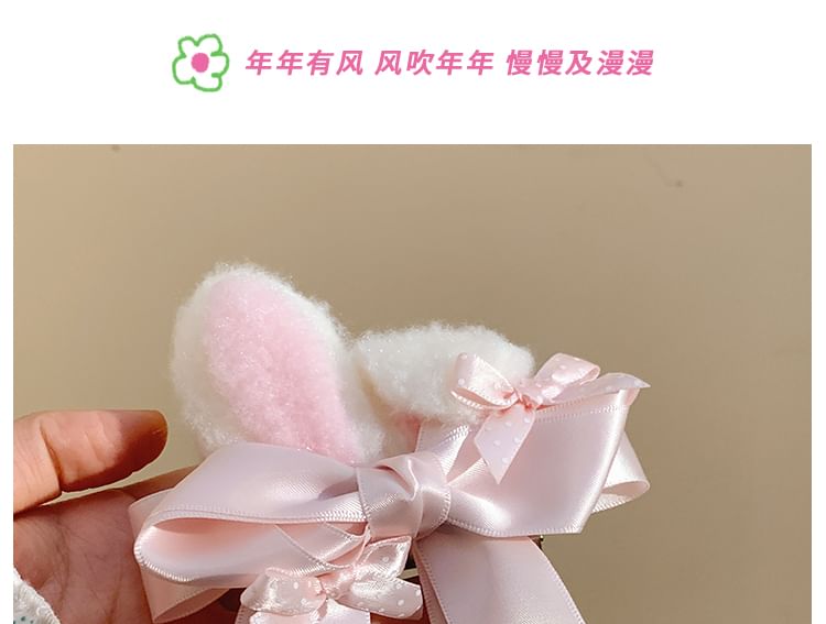 Set / Hair Clip Bow Rabbit Ear