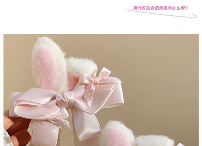 Set / Hair Clip Bow Rabbit Ear