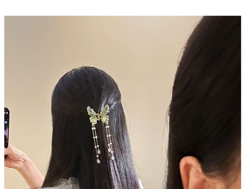 Hair Butterfly Faux Fringed Claw Pearl