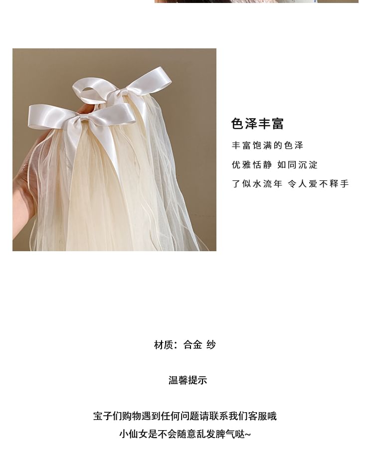 Mesh Veil Bow Hair Clip