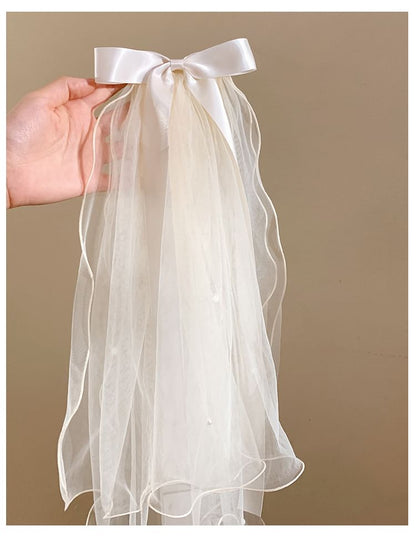 Mesh Veil Bow Hair Clip