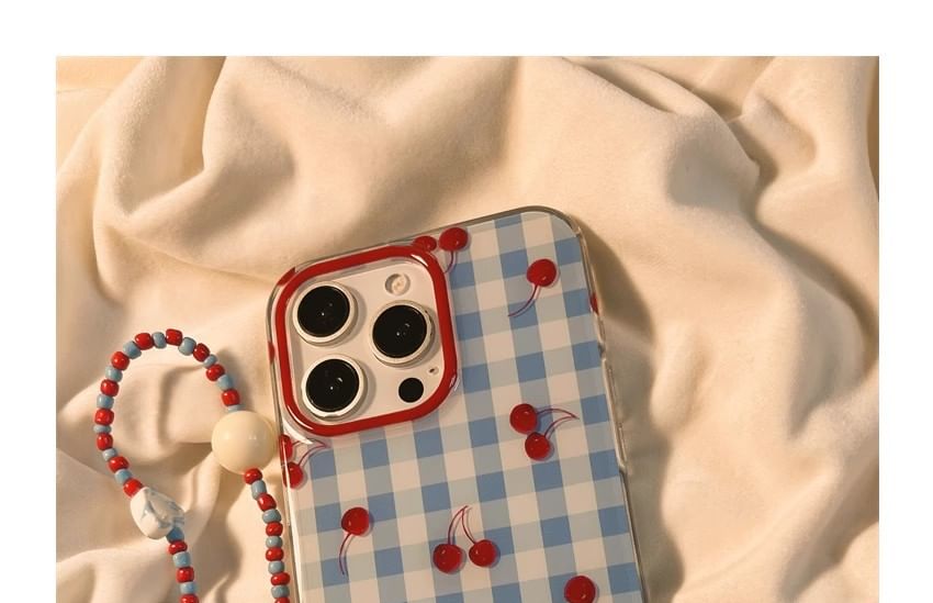 iPhone Print Case Strap / Cherry Set Beaded