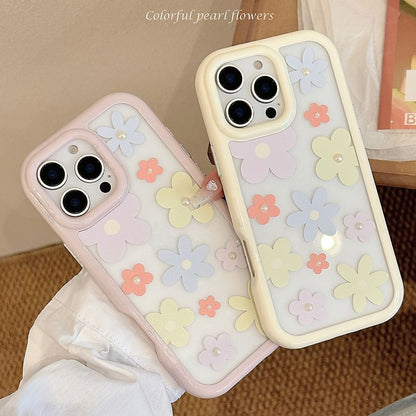Pearl Floral Case Set: iPhone + Faux Sticker Print