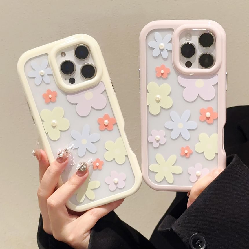 Pearl Floral Case Set: iPhone + Faux Sticker Print