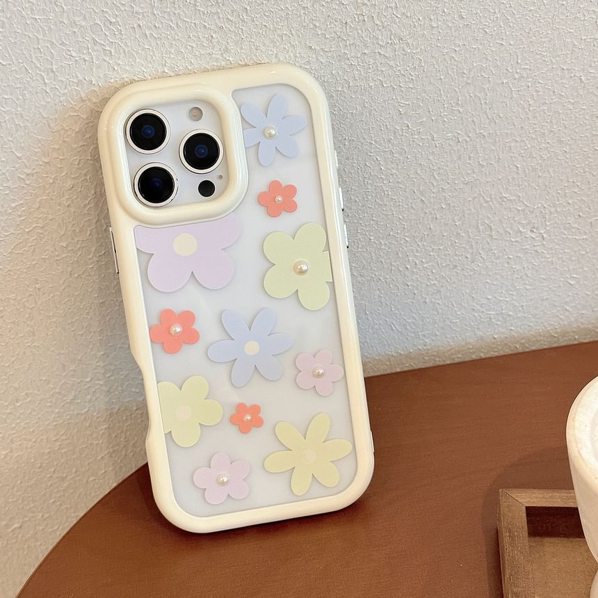 Pearl Floral Case Set: iPhone + Faux Sticker Print