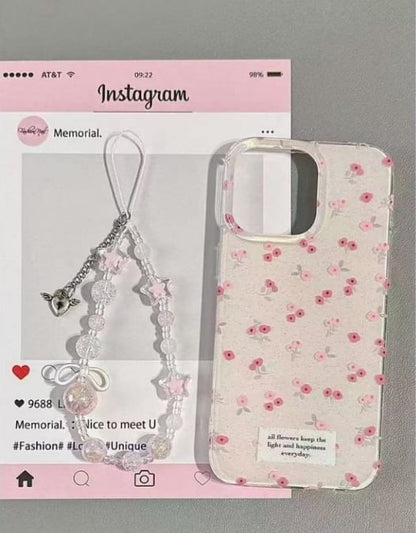 / Floral iPhone Print Beaded Case Set Strap