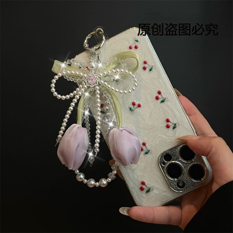 with Phone Pad Pearl Lanyard Faux