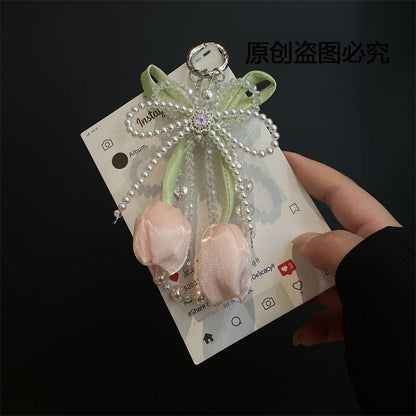 with Phone Pad Pearl Lanyard Faux