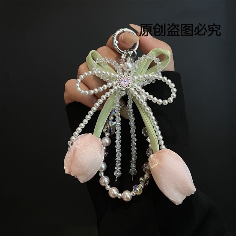 with Phone Pad Pearl Lanyard Faux