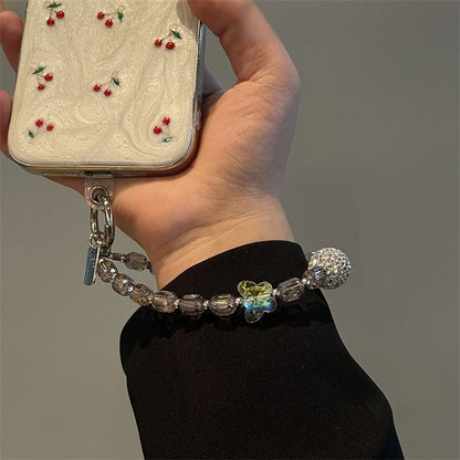 Butterfly Phone Beaded Lanyard