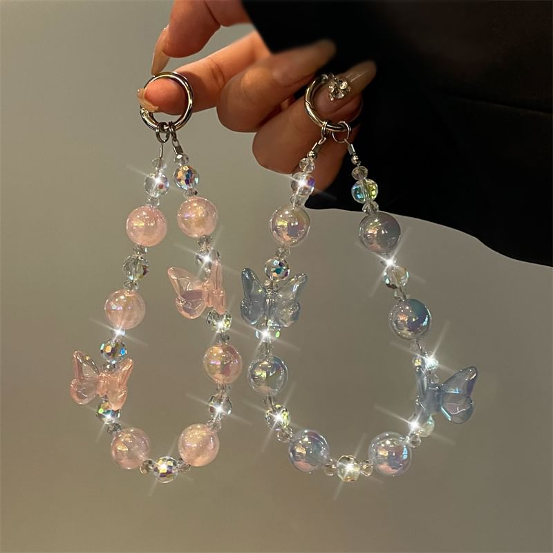 Phone Lanyard Beaded Butterfly