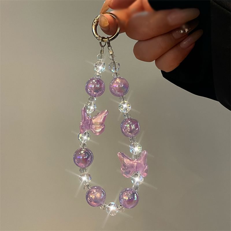 Phone Lanyard Beaded Butterfly