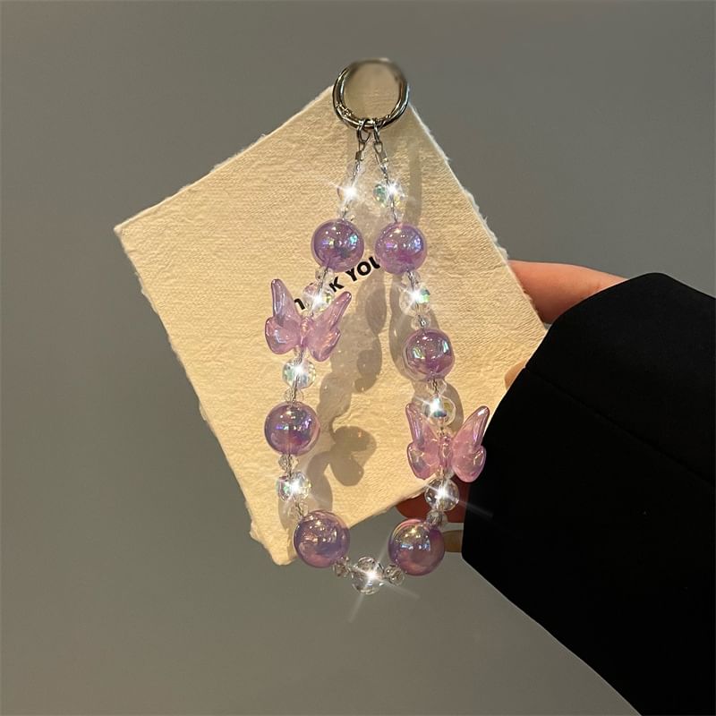 Phone Lanyard Beaded Butterfly