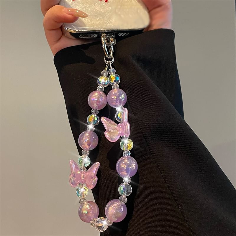Phone Lanyard Beaded Butterfly