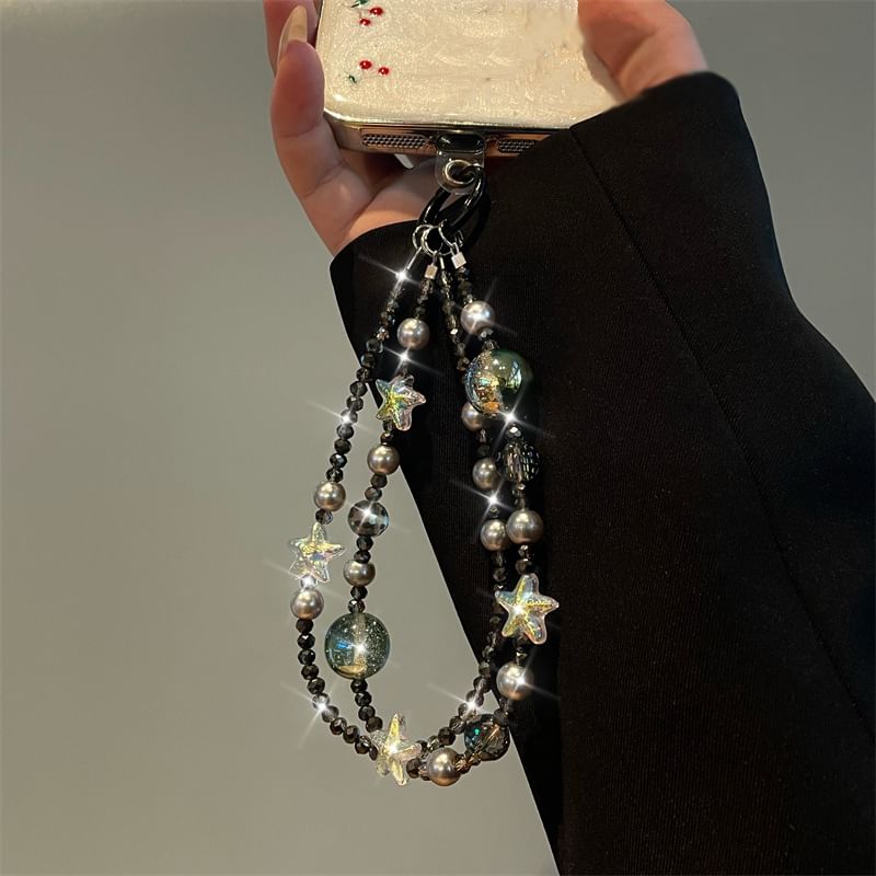 Faux Pearl Star Phone Lanyard