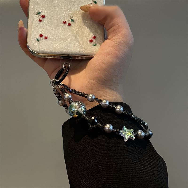 Faux Pearl Star Phone Lanyard