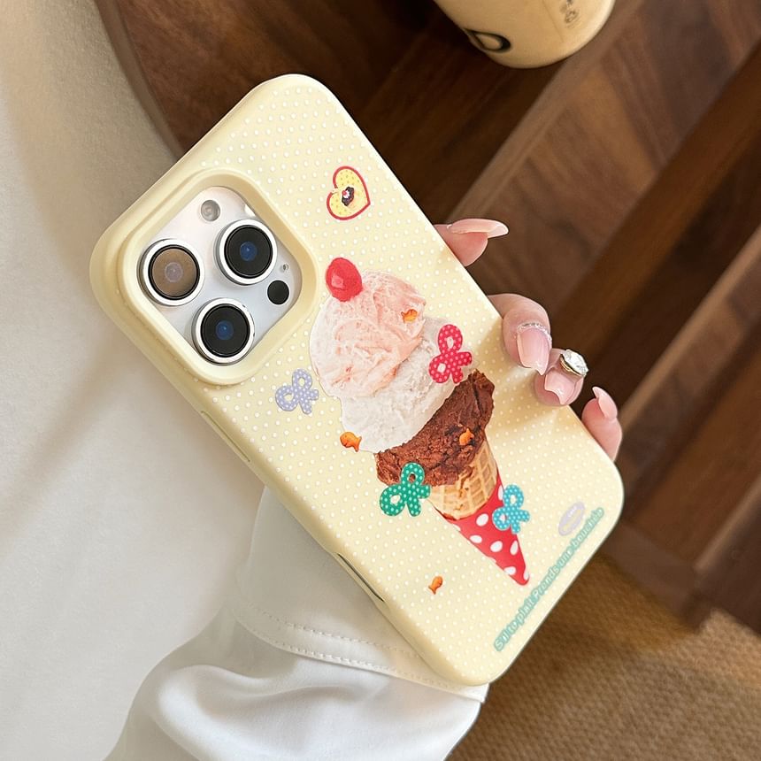 Ice Case Print Phone Cream