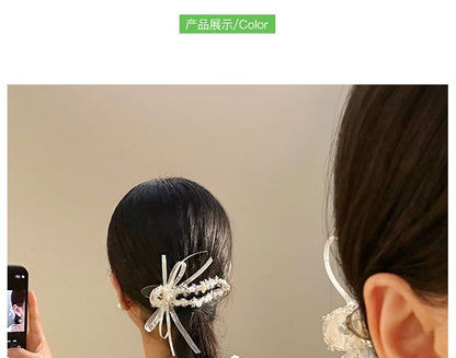Clip Faux Hair Bow Pearl