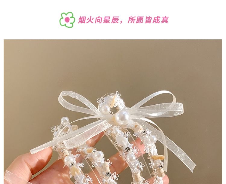 Clip Faux Hair Bow Pearl