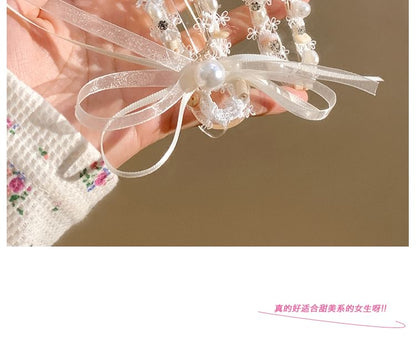 Clip Faux Hair Bow Pearl