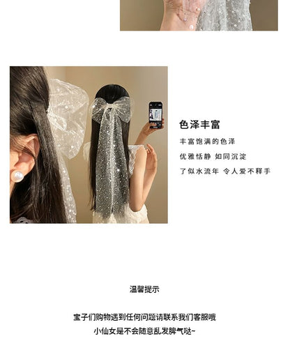 Bow Sequined Clip Hair Lace