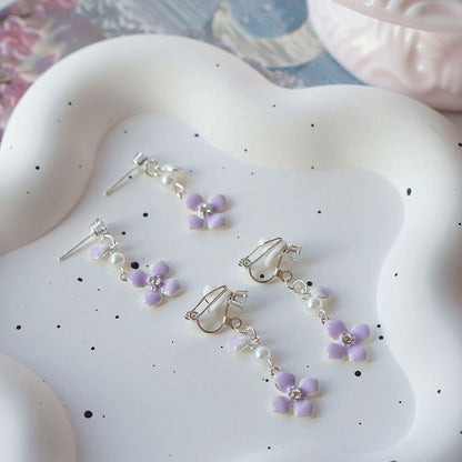 Earring / On Floral Dangle Clip