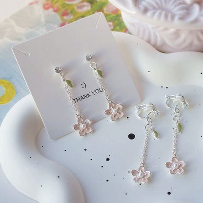 On Floral / Clip Earring Dangle Set