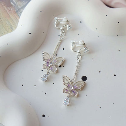 Clip / Butterfly Dangle Earring On