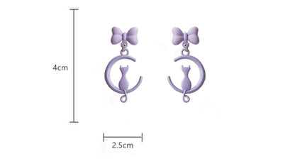 Clip Cat / On Dangle Moon Earring