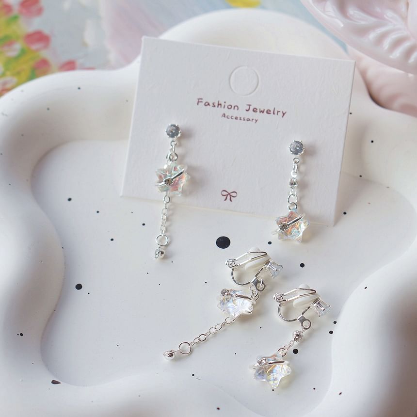 On / Star Earring Clip Asymmetrical Dangle