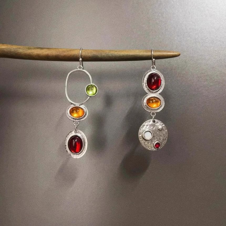Asymmetrical Dangle Earring Gemstone