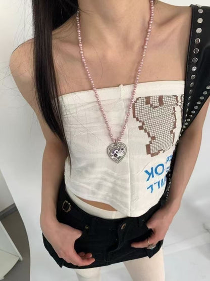 Necklace Heart Beaded