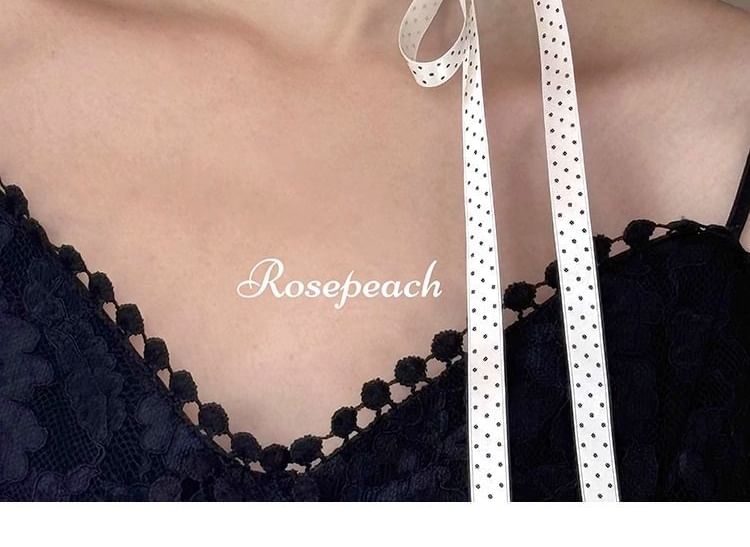 Necklace Dotted Ribbon Beaded