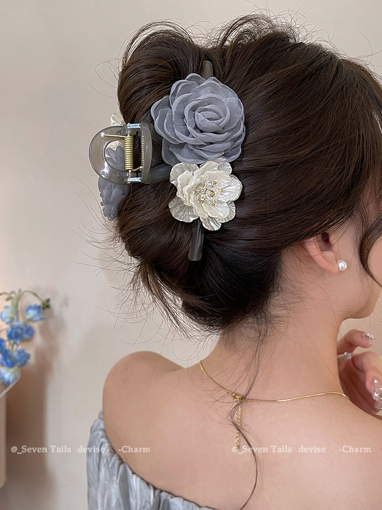 Hair Acrylic Claw Clip Floral Fabric