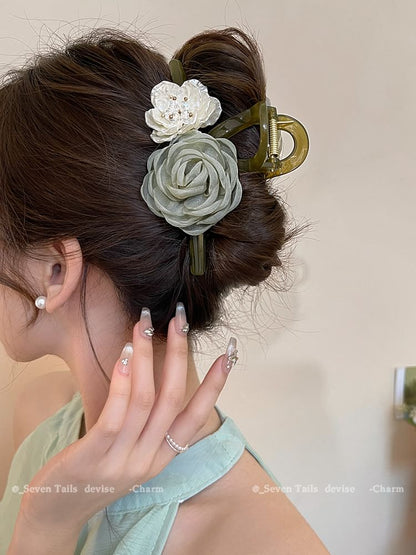 Hair Acrylic Claw Clip Floral Fabric