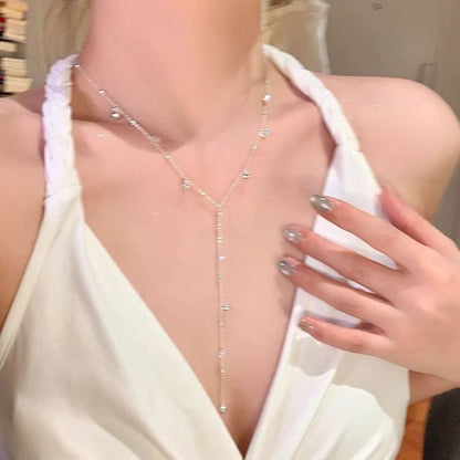 Lariat Necklace Bead Station Chain
