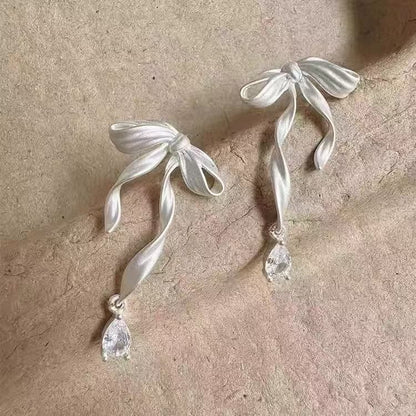 Clip-On Drop / Rhinestone Earring Bow