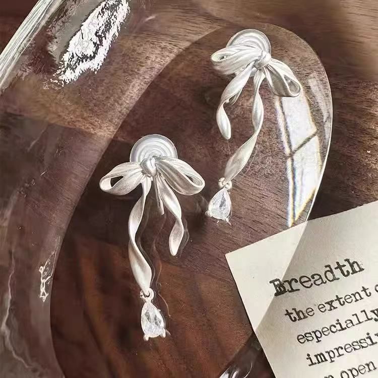 Clip-On Drop / Rhinestone Earring Bow