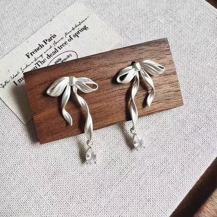 Clip-On Drop / Rhinestone Earring Bow