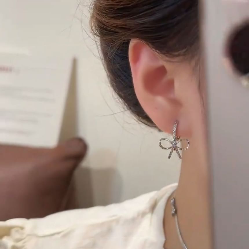 Huggie Drop Bow Earring