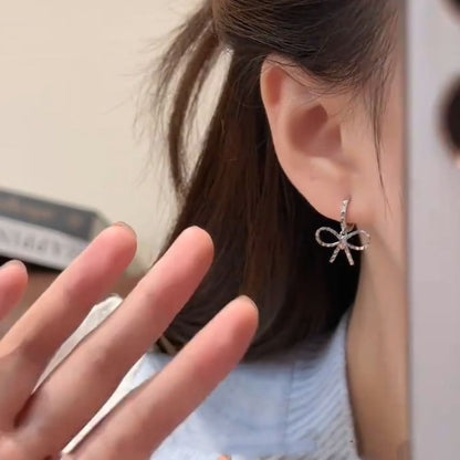 Huggie Drop Bow Earring